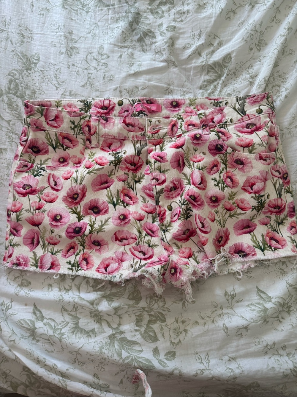 Pink Floral Women's Denim Shorts